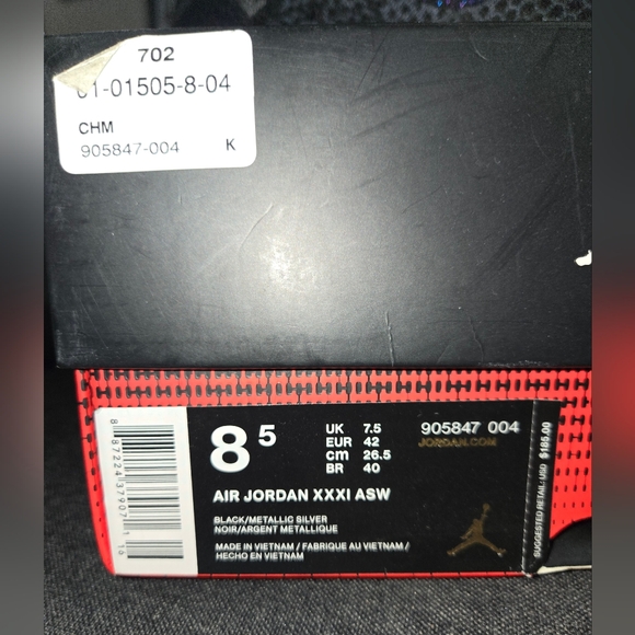 Air Jordan XXX1 Shoes with Box - Mens Size 8.5 - Black & Metallic Silver - Picture 3 of 12